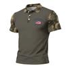 Men's Loose Fit Casual Polo Shirt Short Sleeve Flag Print Button Down Collar Lightweight Breathable Fabric Summer Top