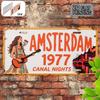 Amsterdam Kanal Nächte Vintage Kennzeichen Stil Aluminium Metall Schild Retro Bohème Gitarrist Niederländisches Reise Souvenir Wal