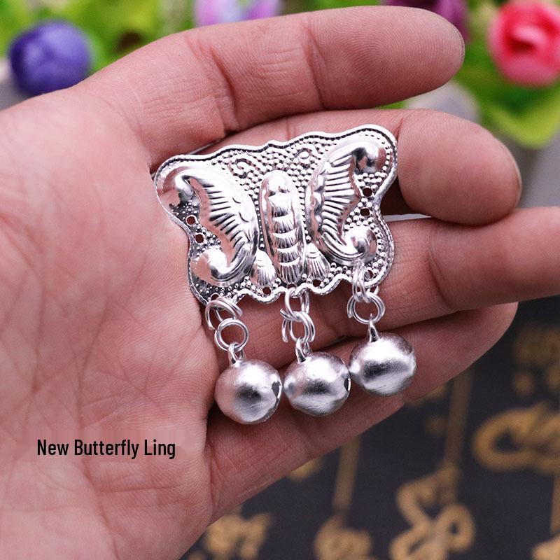Miao Ethnic Silver Pendants & Handmade Hanfu Hairpin Accessories with Sesame Bells