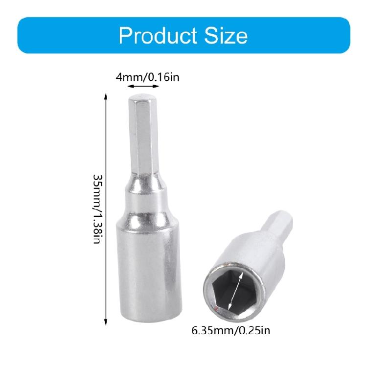 Transducer Adapter 1/4inch Hex 6.35mm To 4mm Magnetic Adapter Sleeve Socket For Screwdriver Drill Bit Electronic