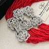 Retro Lazy Ten-Layer Italian Style New Year'S Red And Red Opal Necklace Women'S Collarbone Chain Evening Chain