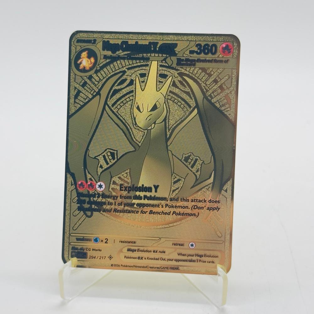 

Metal Material Pokemon Cards Mega Dragonite Charizard EX MEGA EN 130/094 295/217 Hyper Rare Ptcg Collectibles Trading Cards Toys Playsets