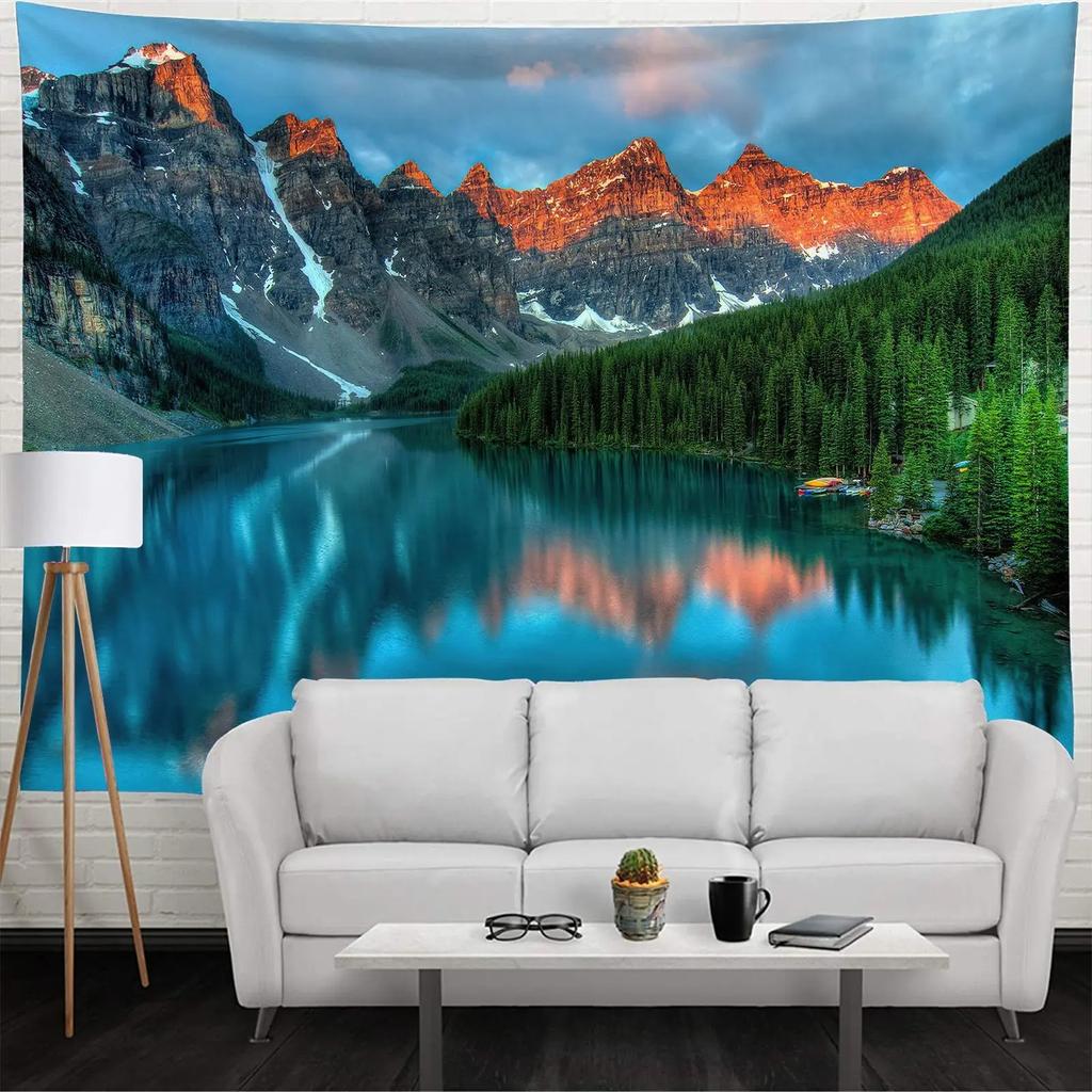 Natural Scenery Mountain Top Sunrise Pattern Tapestry Home Wall Decoration Tapestry Bedroom Living Room Tapestry