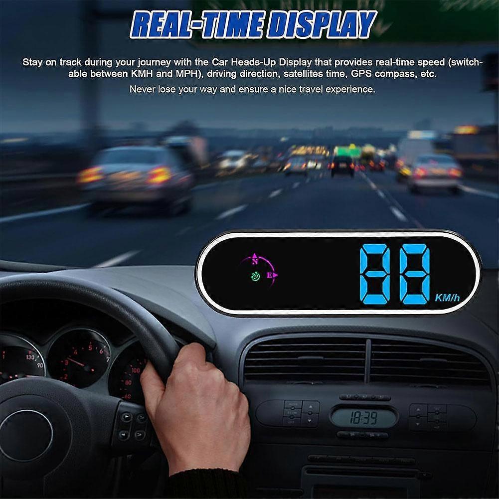Car Headup Display GPS Digital Speedometer W/ Colorful LED Display Clock