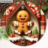 Christmas Wooden Sign with Adorable Gingerbread Man Pattern - Navidad Round Sign for Front Door, Wall Hanging Decor - Ideal Christmas Decoration
