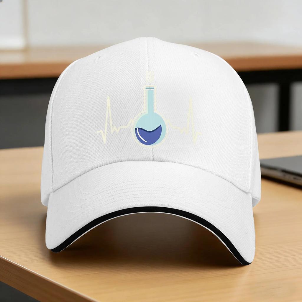I Love Chemistry Laboratory Heartbeat Test Tube Chemist Baseball Cap Design Print Hip Hop Hats Summer Fishing Baseball Caps