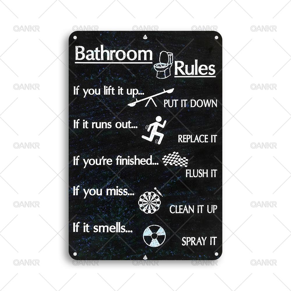 

Vintage Bathroom Decor Poster Metal Tin Sign Bathroom Rules Art Poster Metal Signs for Toilet Home Art Decor Plaque Accessories 20x30cm（7.8x11.8inch）