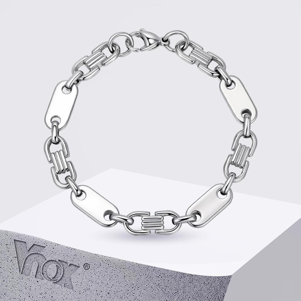 Vnox 8MM Stainless Steel Link Chain Bracelet for Men, 20.5cm Length Lobster Clasp Wristband, Trendy Gifts for Father Husband Son