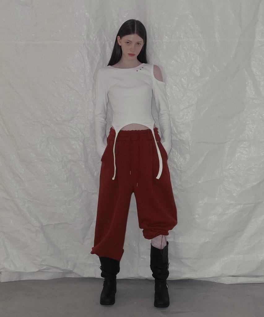 GROWHIDE Z'N'Eyelet Strap Slit Long Sleeve T-Shirt_Ivory