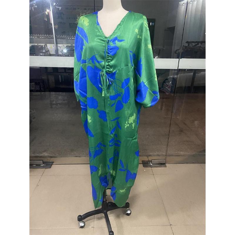 

INDFS Женская мода весна осень длинный рукав V-образный вырез свободная талия повседневные платья XXL