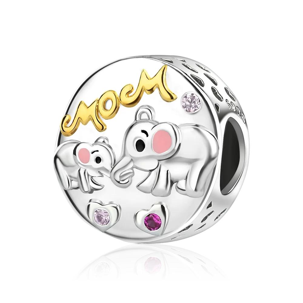 Creative Copper Large Ear Flower Fang Elephant Charm Fit Bracelet Women'S Pet Party Jewelry Accessories