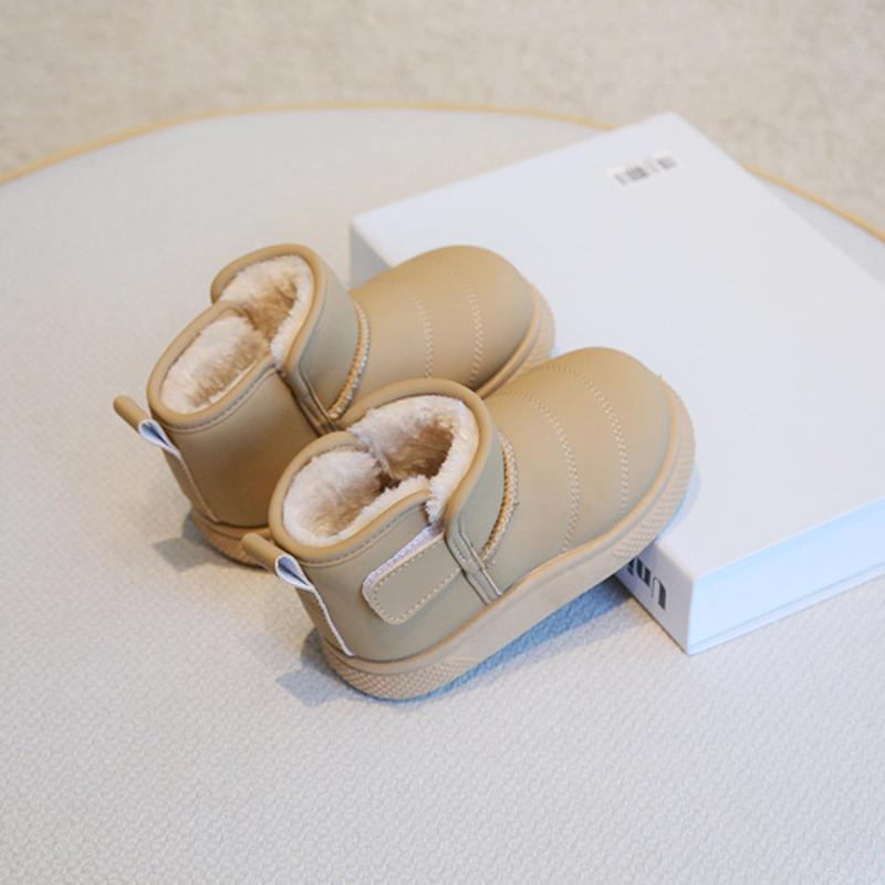 Children's snow boots, winter boys' short boots with thick fleece, girls' cotton boots, warm baby cotton shoes