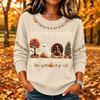 Women's Casual Long Sleeve Printed Crewneck Knit Top for Everyday Wear and Outings