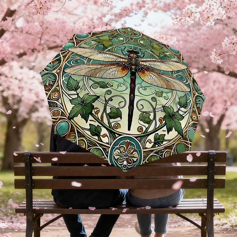 1PC Dragonfly Art Nouveau Umbrella-8-Rib Reinforced, Automatic Open, Lightweight & Durable, Cute Fashion Accessory for Outdoor-P2632