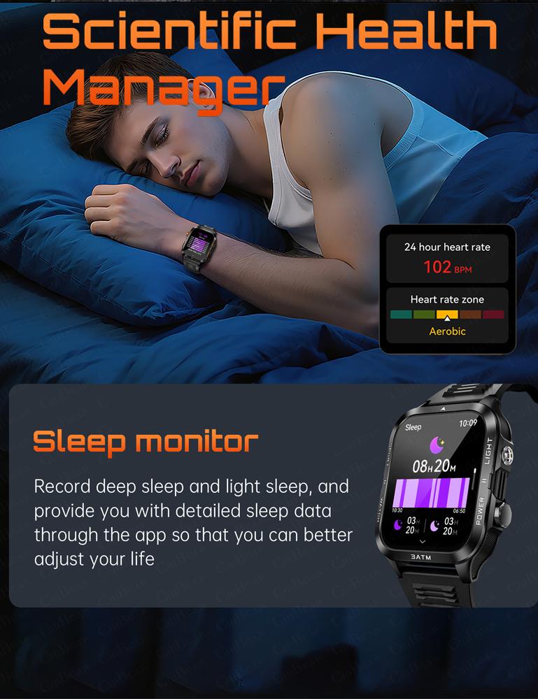 Yeni Outdoor Spor Akıllı Saat Erkek GPS 800mAh Pil Bluetooth Çağrı Sağlık 1.96 İnç HD Ekran 3ATM Su Geçirmez Akıllı Saat