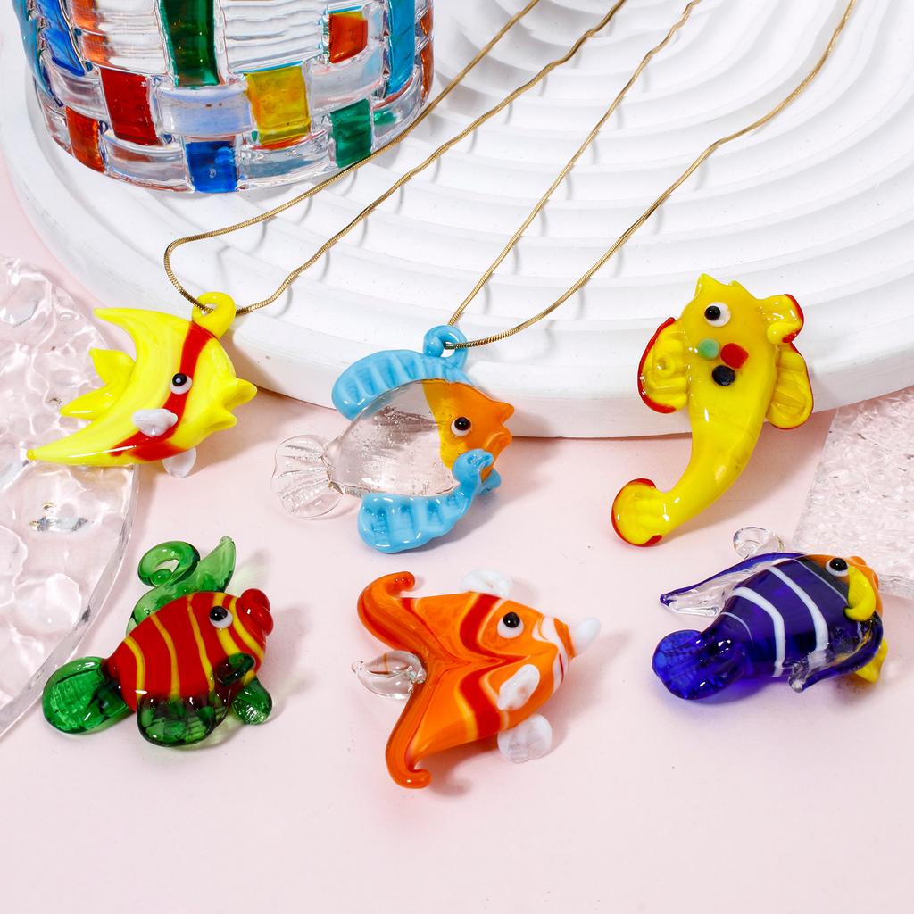 1PCs 3D Lampwork Ocean Charms For Jewelry Making Tropical Fish Animal Tiny Statue Ornaments Aquarium Decor DIY Necklace Pendant