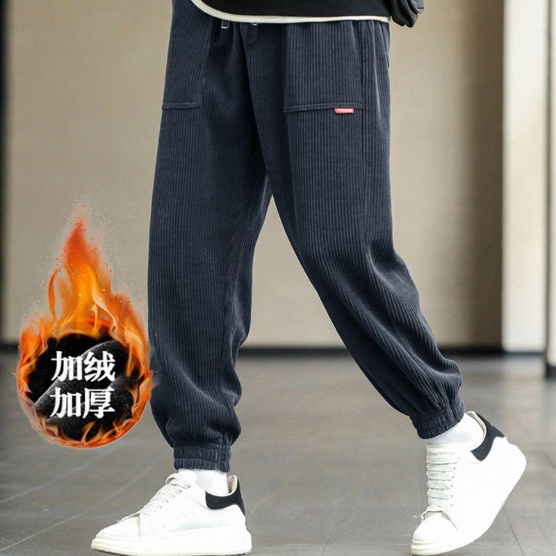 

Pants with a Sense of Design Leggings Sports Plus Velvet Thickened Corduroy Casual L сірий колір