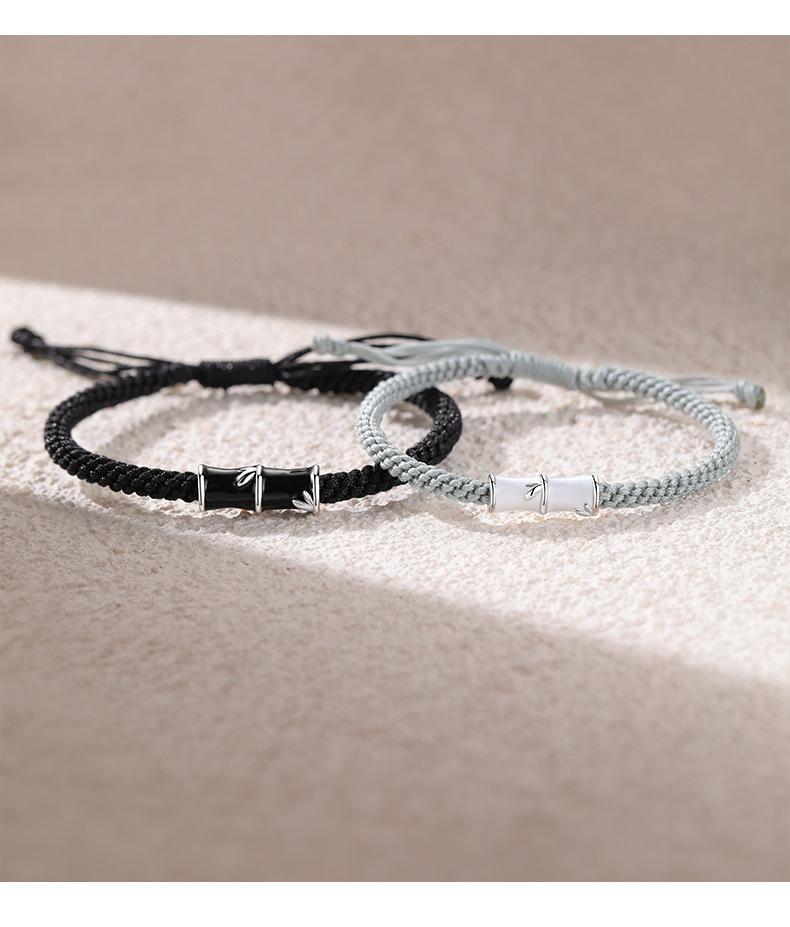 Bambu Gümüş Çift Bileklikleri - Erkek ve Kadınlar İçin El Yapımı Niş Tasarım, Mükemmel Yılbaşı Hediyesi.