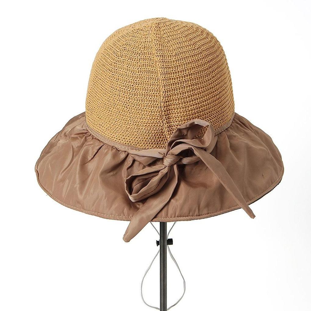 UV-blocking blackout ribbon bucket hat (brown) vacation hat