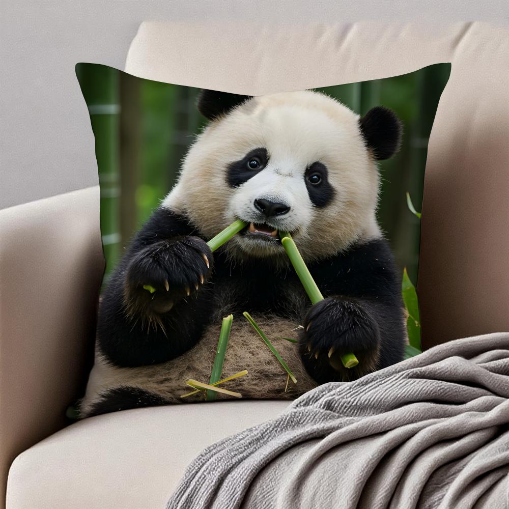 cute Panda Cushion Cover Pillowcase Antidustmite Invisible Zipper Short Plush Sofa Cushion