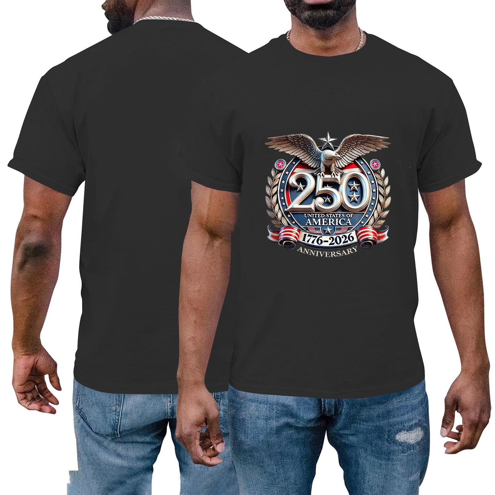 Men s And Women s Same Short-sleeved Casual Everyday Independence Day Printed Short-sleeved Shirt M