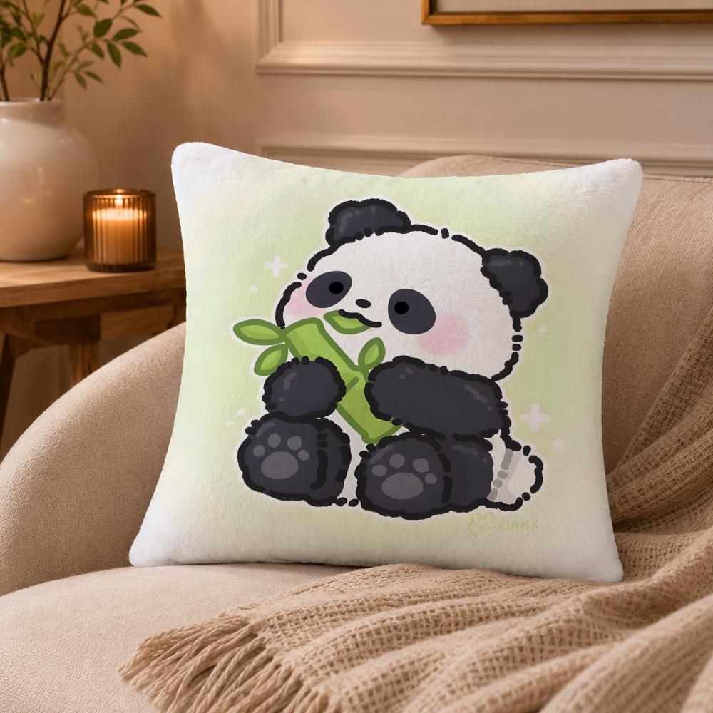 panda Cushion Cover Anti-dustmite Pillowcase Invisible zipper silky short plush Sofa cushion cover
