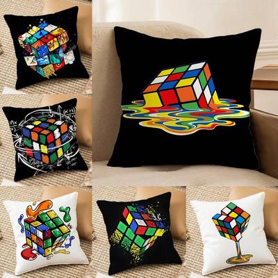 Kissenbezug in Rubik's Cube-Form für Zuhause – Milbenabweisend – Seidenweicher, kurzer Plüsch-Sofabezug