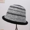 New Small Fresh Comfortable Warm Striped Knitted Comfortable Casual Bucket Hat Burr Edge Casual Warm Small Brim Basin Hat