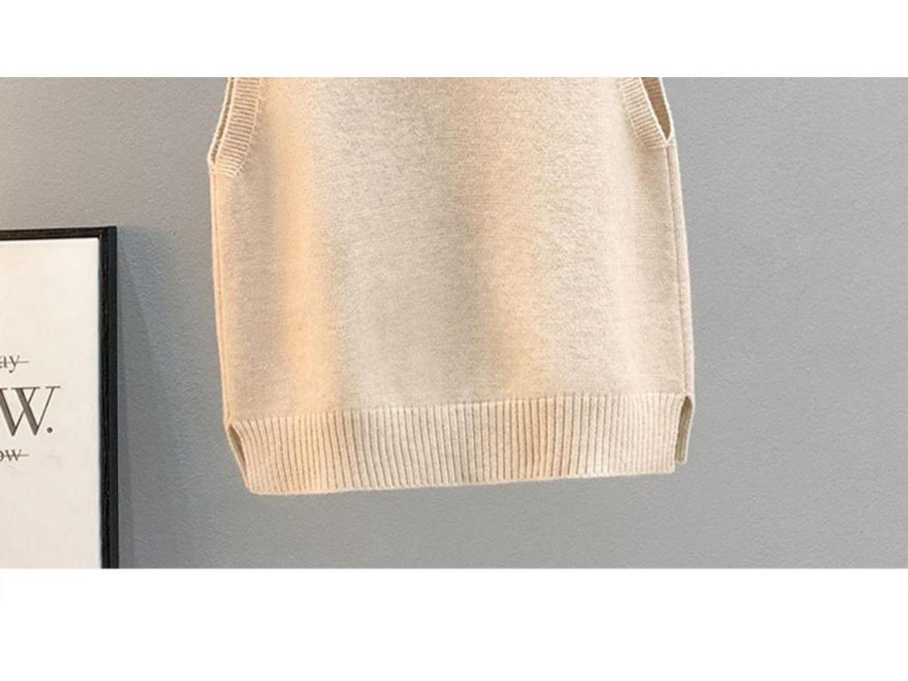 Knitted V-Neck Sleeveless Women's Cardigan Sweater - Korean Style, Loose Fit for Spring/Fall/Winter.