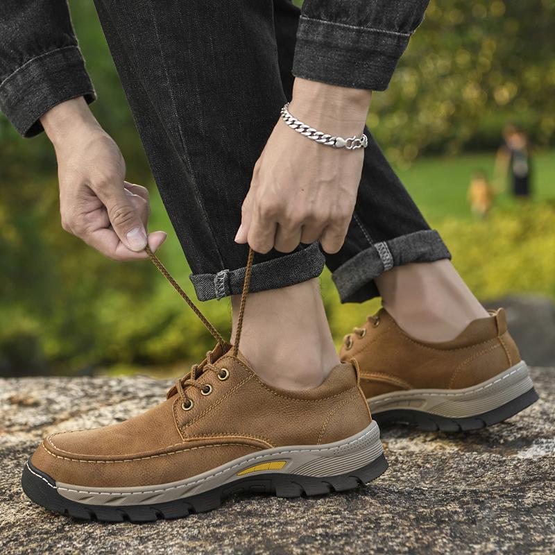 Comfort All-match Hiking Shoes Genuine Leather Casual Shoes High Quality Mens Stylish Sneakers Lace Up Handmade Outdoor Footwear