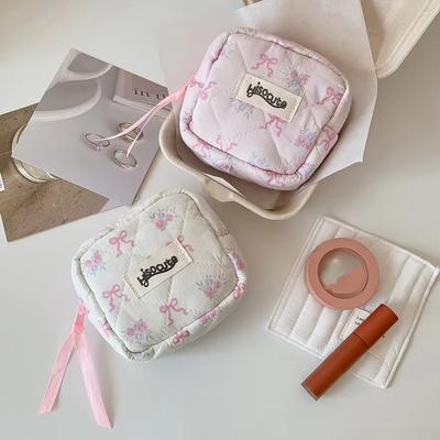 Creative Bowknot Sanitary Pads Bag Data Cables Organizer Large Capacity Small Cosmetic Bag Multipurpose Napkin Pouch Storage Bag