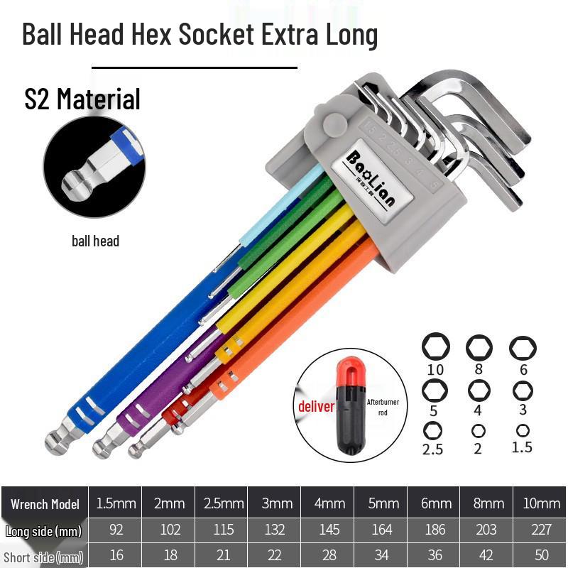 Colored Hex Key Set with Multifunctional 6-Point Screwdriver