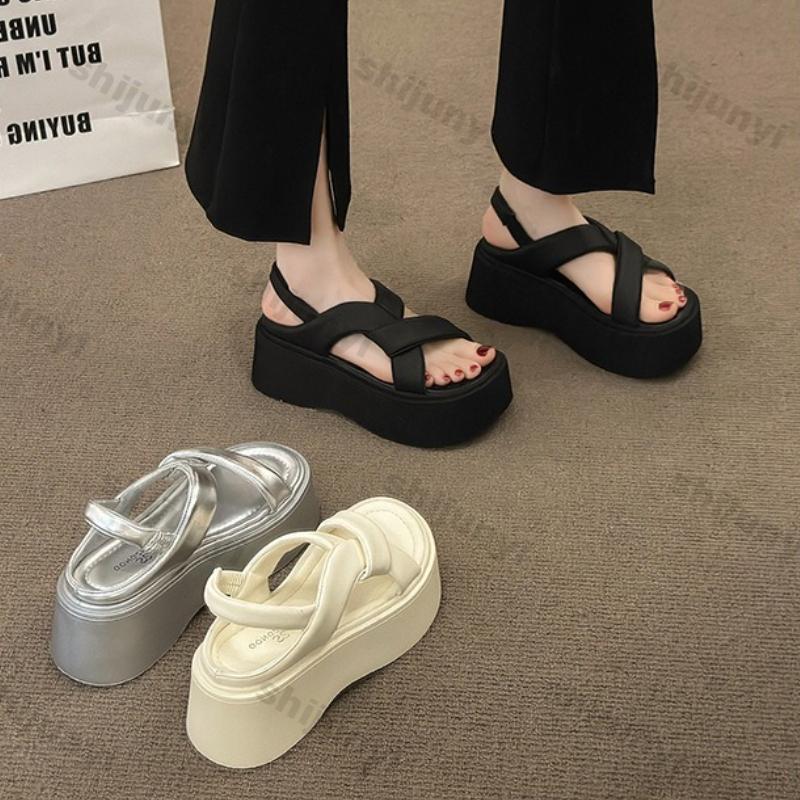 Fashion Girls' Roman Sandals 2025 Summer New Platform Height Increase Soft Sole Beach Shoes Outdoor Fashion Comfortable Casual Shoes