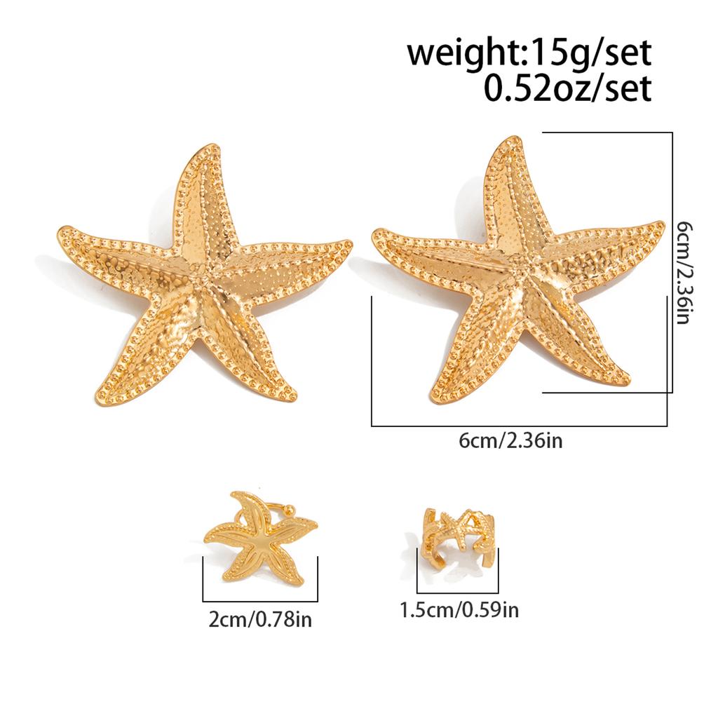 Ingemark 4Pcs Bohemian Exaggerated Large Starfish Stud Earrings for Women Trendy Creative Party Beach Earring Charm Jewelry Gift