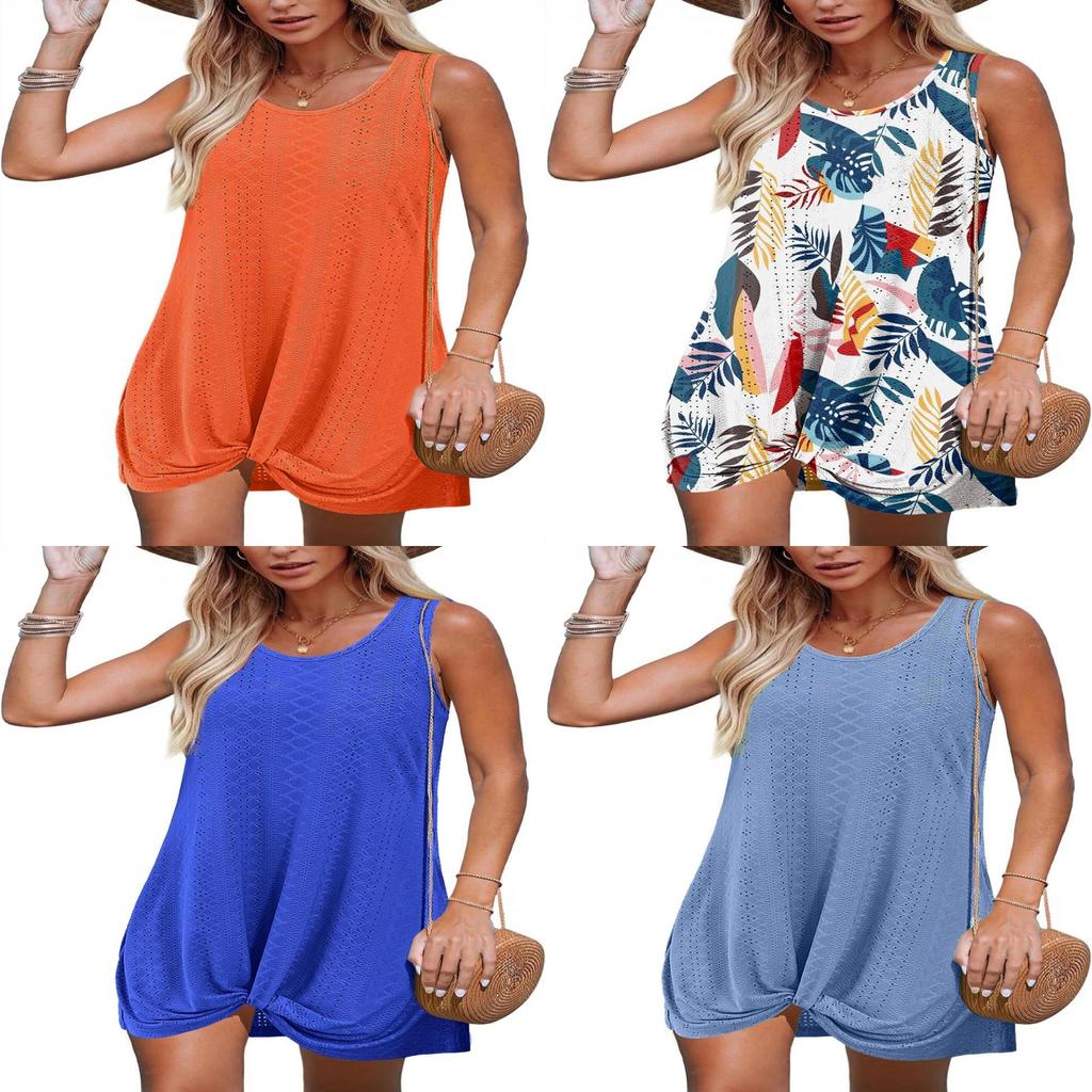 Polyester Splicing Aline Minikleid mit verdrehtem Knoten für den Sommer-Strandurlaub