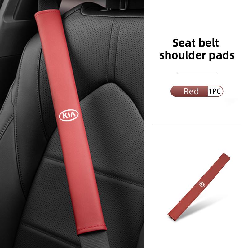For KIA Car Leather Safety Belt Shoulder Cover Breathable Protection Seat Belt Padding Stinger Optima Cerato Soul Venga Forte