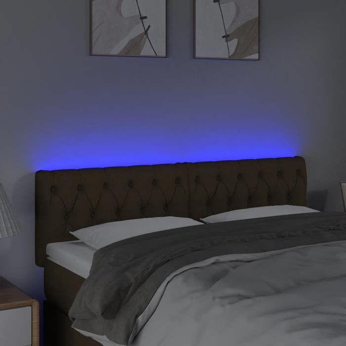 VidaXL Tête de Lit à LED Meuble de Chambre à Coucher Accessoire de Lit Double Tête de Cadre de Lit Intérieur Marron Foncé 3121949