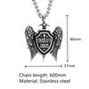 Retro Mens Angel Wings Sword Shield Necklaces Norse Mythology Archangel St Michael Pendant Stainless Steel Cross Amulet Jewelry