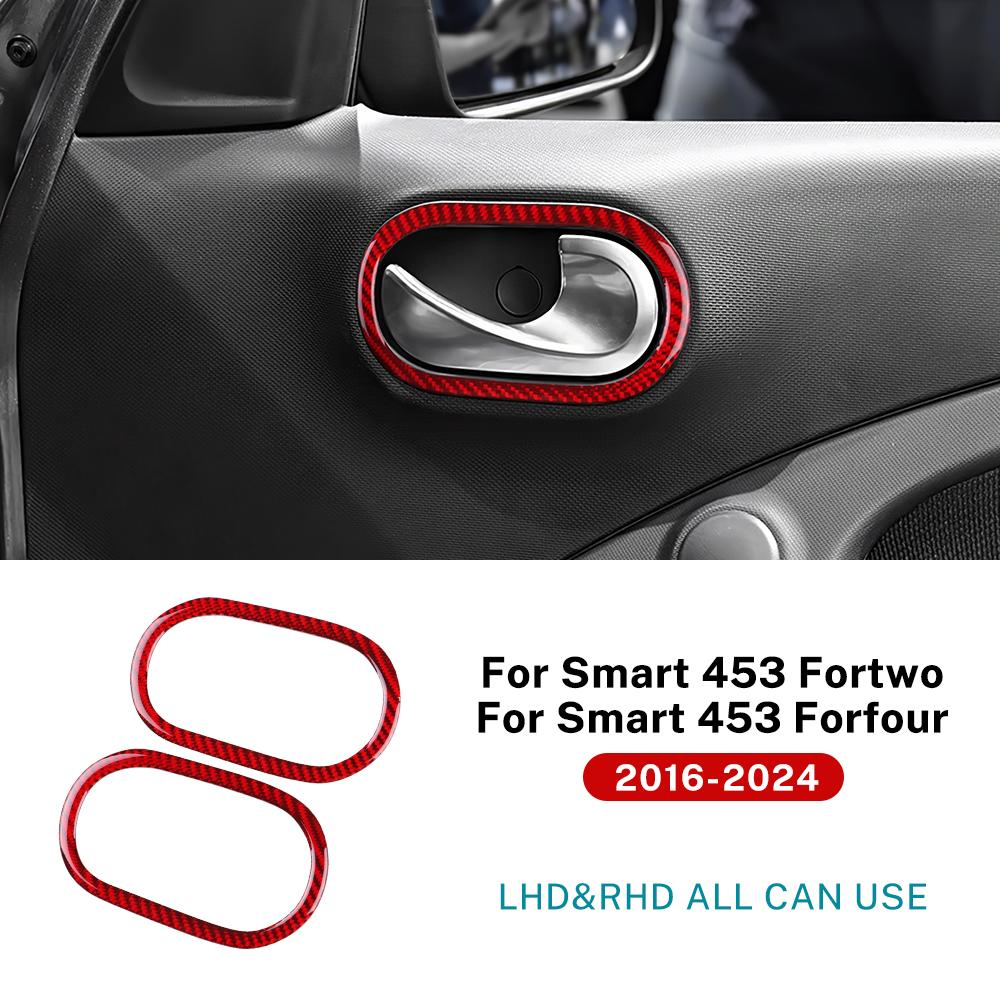 Real Soft Carbon Fiber Stickers For Mercedes Benz Smart 453 Fortwo/Forfour 2016 2017 2018 2019 2020-2025 Car Door Handle Frame