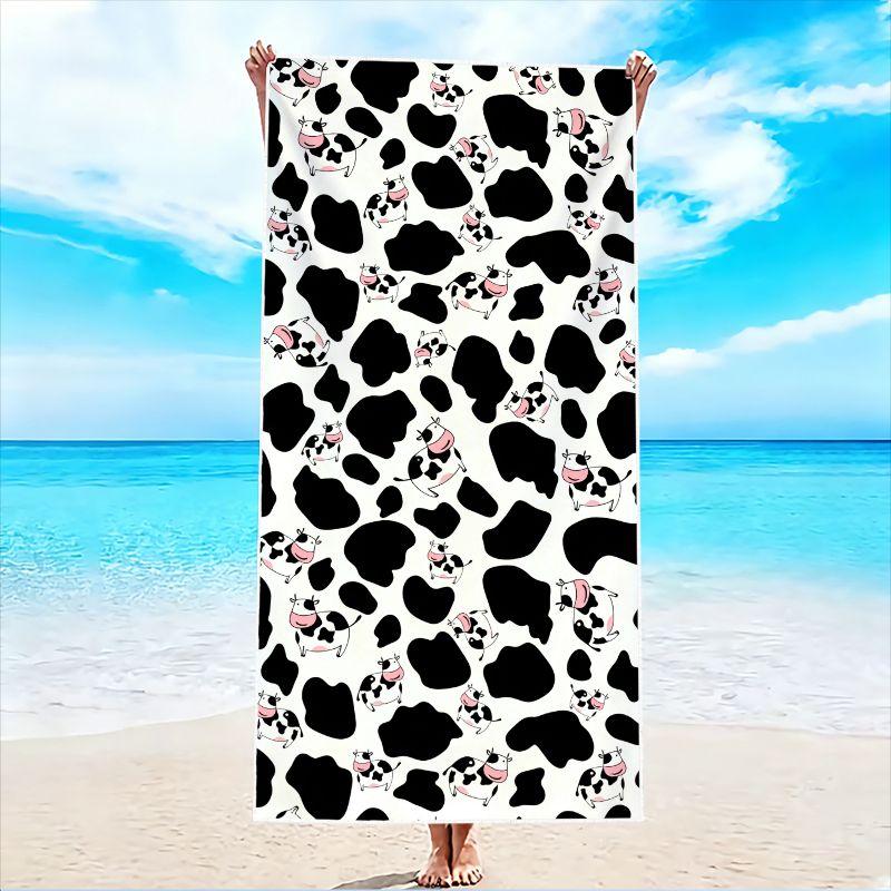 

1Pc, Oversized Women s Beach Towel with Cow Print, Super Absorbent and Lightweight Beach Towel - Sand-Free Soft Microfiber W30*H60(CM)