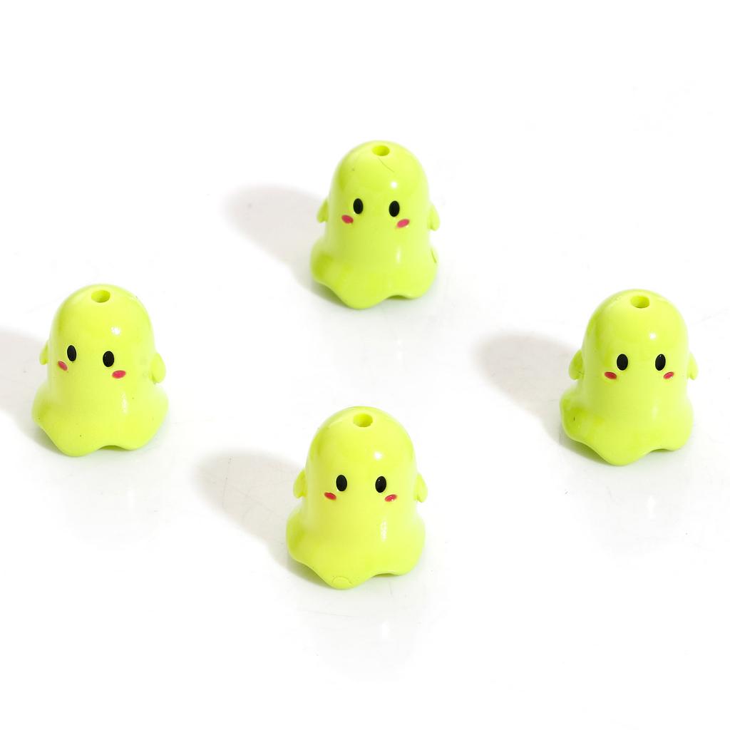 Colorful Acrylic Beads Halloween Ghost Bead For DIY Charm Jewelry Making Findings About 17mm x 15mm, Hole: Approx 1.8mm, 5PCs