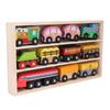 Wooden Train Set Bright Color Small Train Toys Scene Set for Train Tracks for Children Over 2 Years
