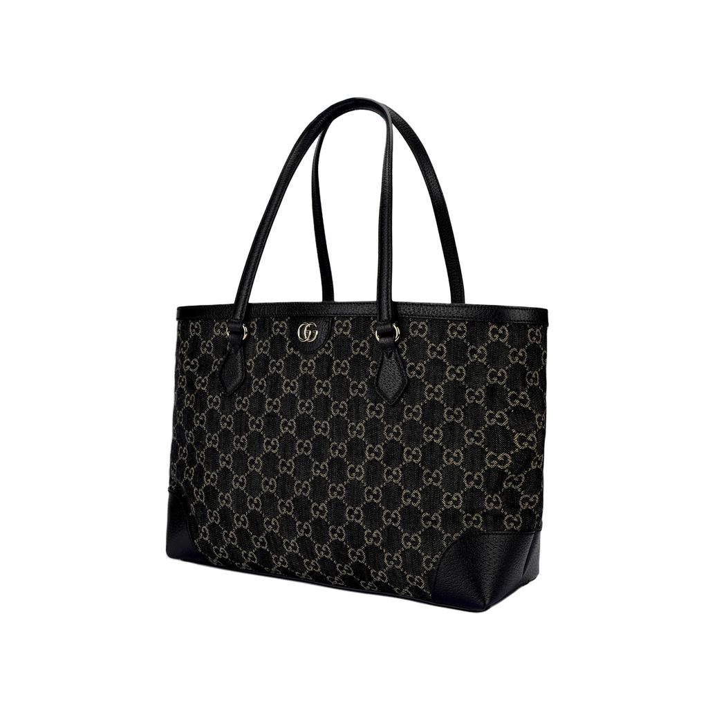 Gucci GG Marmont Black Canvas Leather Trim Large Tote Bag For Women Daily Use