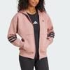 adidas Essentials Series Striped Zip-Up Hooded Sweatshirt Women Long Sleeve Daily Outerwear Warm Clay JE0177
