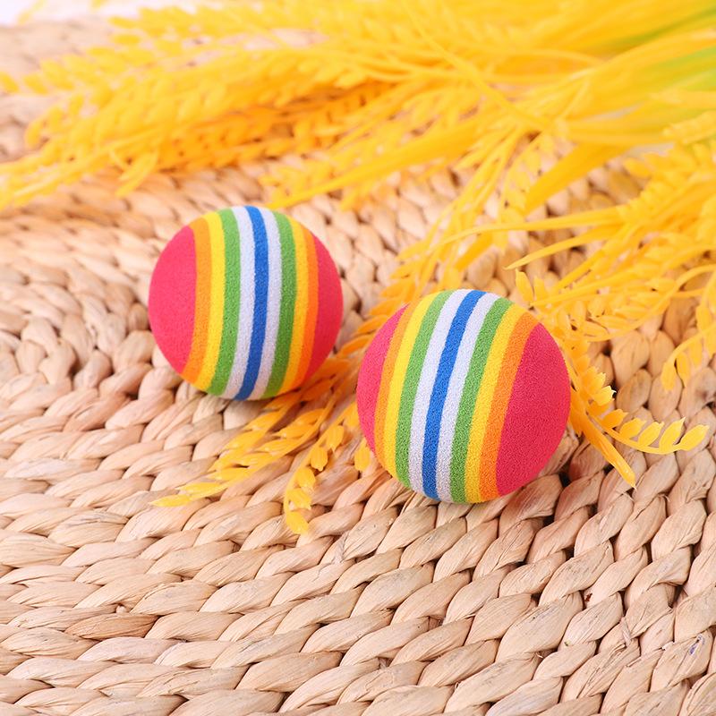 New Pet Toy Large Rainbow Ball Biting Rubber Ball Cats Interactive Supplies