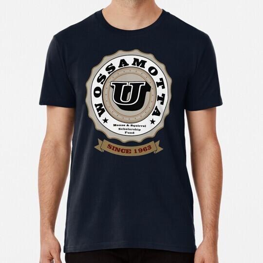 Wossamotta U School Emblem Moose And Squirrel Scholarship Fund S5XL USA TShirt S