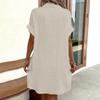 Fashion Women's Summer Casual Short Sleeve V-Neck Button Dress