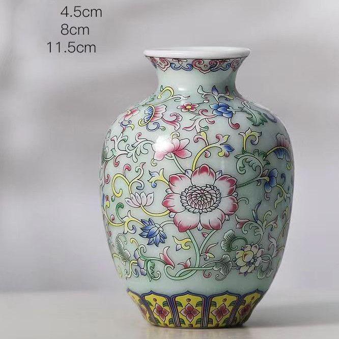 Enamel Flower Vase Decoration New Chinese Retro TV Cabinet Decoration Ceramic Minimalist Chinese Flower Arrangement Vase ZF517