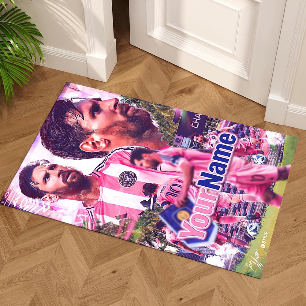 Messi Customize Your Name Carpet Design for Living Rooms Foyer Outdoor Game Room Antislip Carpet Decorate Offices Perfect Gift for Women/Men