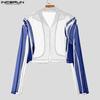 INCERUN Sexy Men Stitching Perspective Long-sleeved Mesh T-shirt Tops